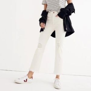 MADEWELL RETRO CROP BOOTCUT JEANS ECRU WASH
